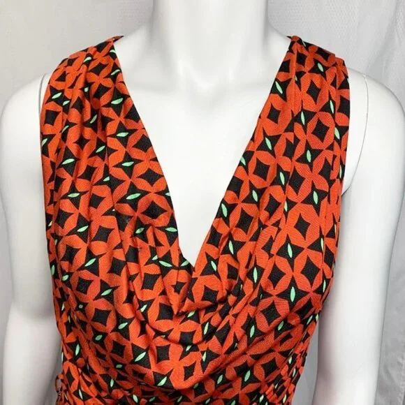 DIANE VON FURSTENBERG Keesa Silk Jersey Cowl Neck Sleeveless Fau Wrap Dress - Picture 5 of 10